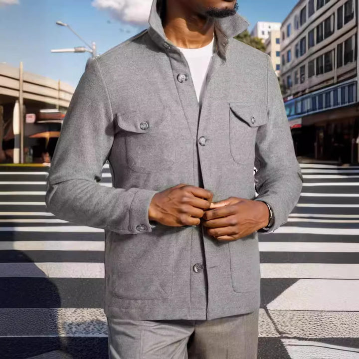 Herren praktische Jacke im schicken Utility-Stil mit hohen Kragen Aliams