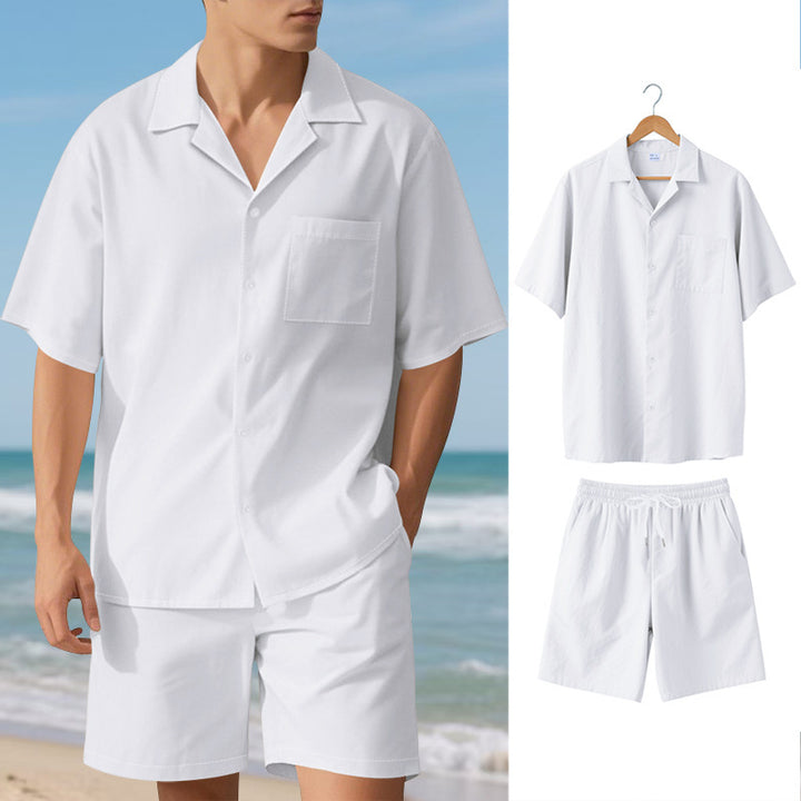 Herren elegantes Kurzarm-Urlaubs-Outfit bestehend aus Hemd und Shorts Aliams