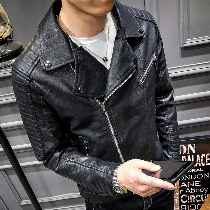 Herren robuste Kunstleder Bikerjacke mit stylischen Steppnähten und praktischen Taschen Aliams