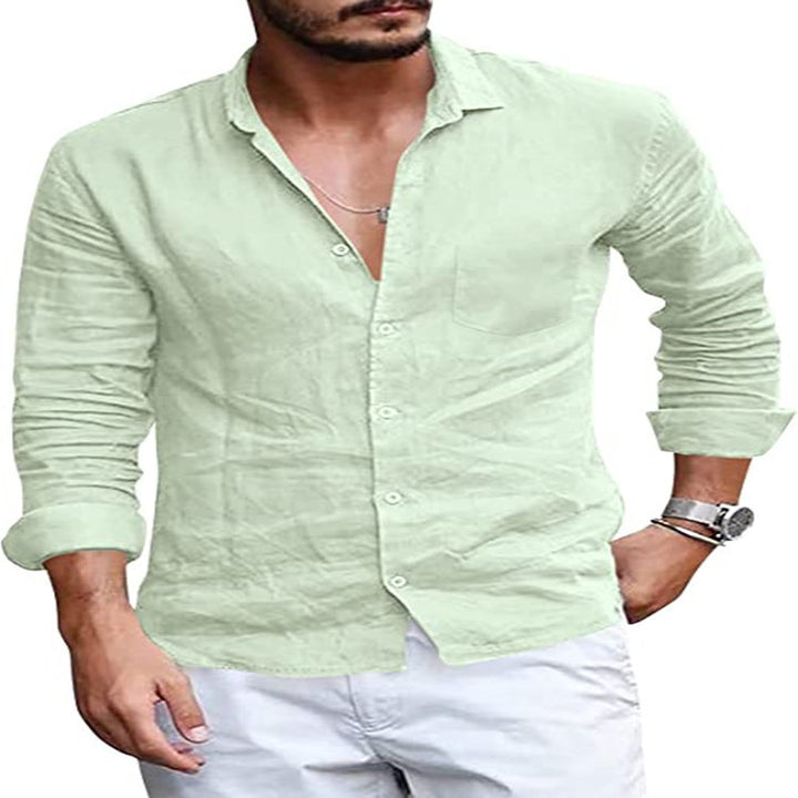 Herren Hemd aus hochwertigem Leinen mit schickem Kragen und lässigem Schnitt Aliams