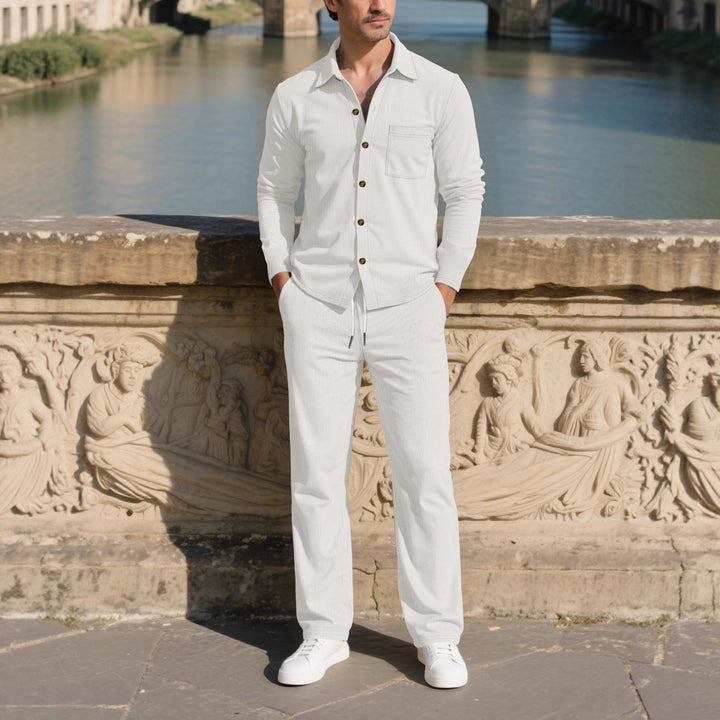 Herren eleganter Freizeitanzug mit strukturierter Oberfläche und praktischen Taschen Aliams