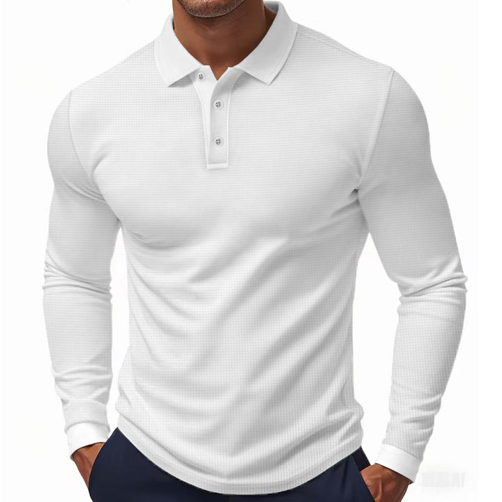 Herren Langarm-Poloshirt mit strukturiertem Design und moderner Passform Aliams