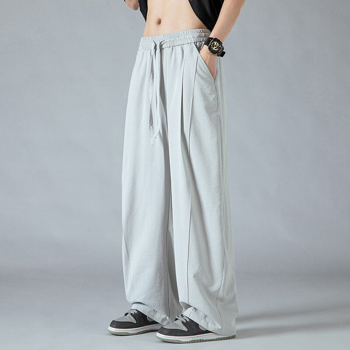 Herren Bequeme und lässige Stoffhose mit elastischem Bund und weit geschnittenem Schnitt Aliams