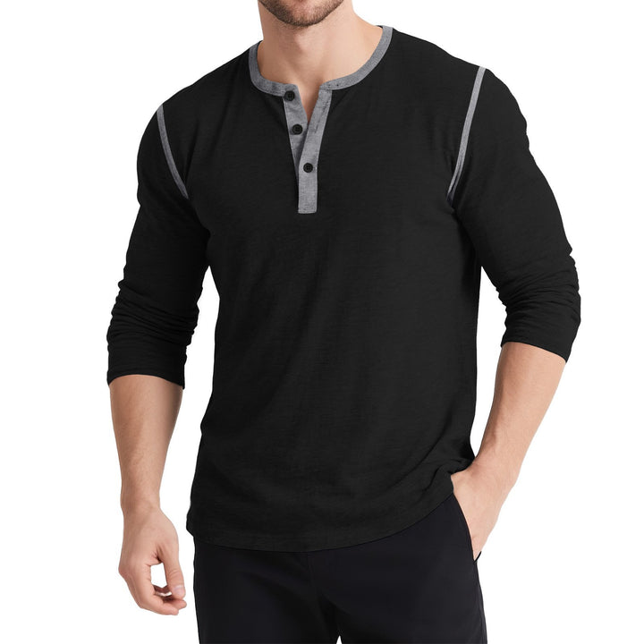 Herren sportliches Longsleeve Oberteil mit Knopfleiste Aliams