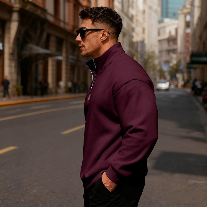 Herren Sweatpullover mit hohem Kragen und Reißverschluss Aliams