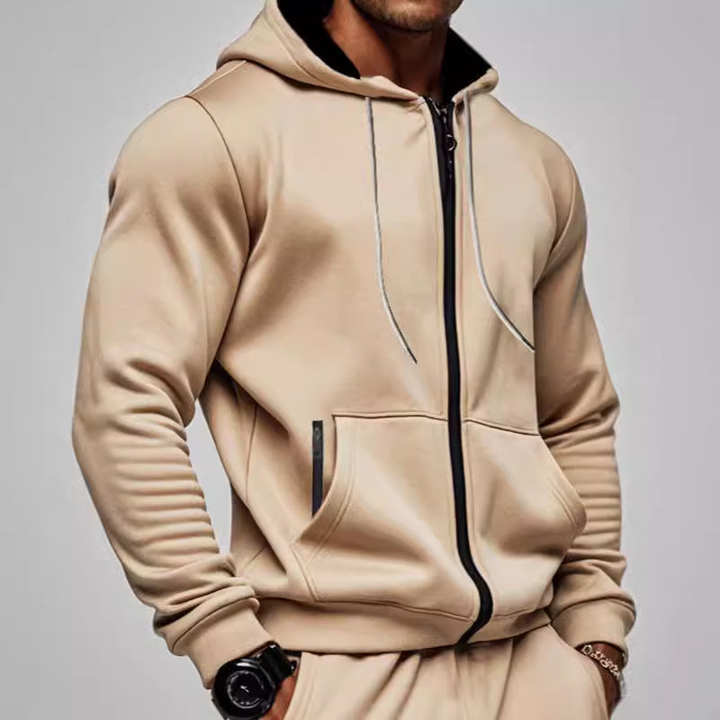 Herren gemütlicher Kapuzenpullover mit Reißverschluss und Taschen Aliams