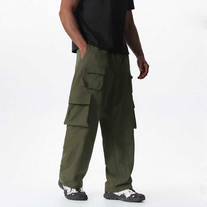 Herren Cargo-Hose mit vielseitigen Taschen und elastischem Bund Hedi-Mode