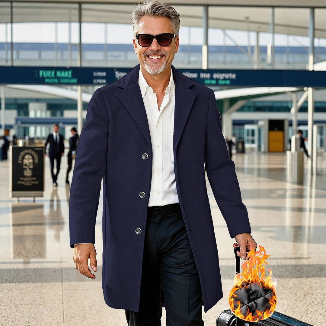 Herren eleganter, taillierter Business-Doppelreiher Mantel Aliams