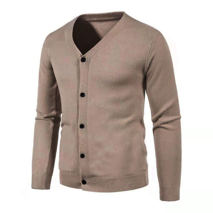 Herren stilvolle Strickjacke mit tiefem V-Ausschnitt und Knopfleiste Aliams