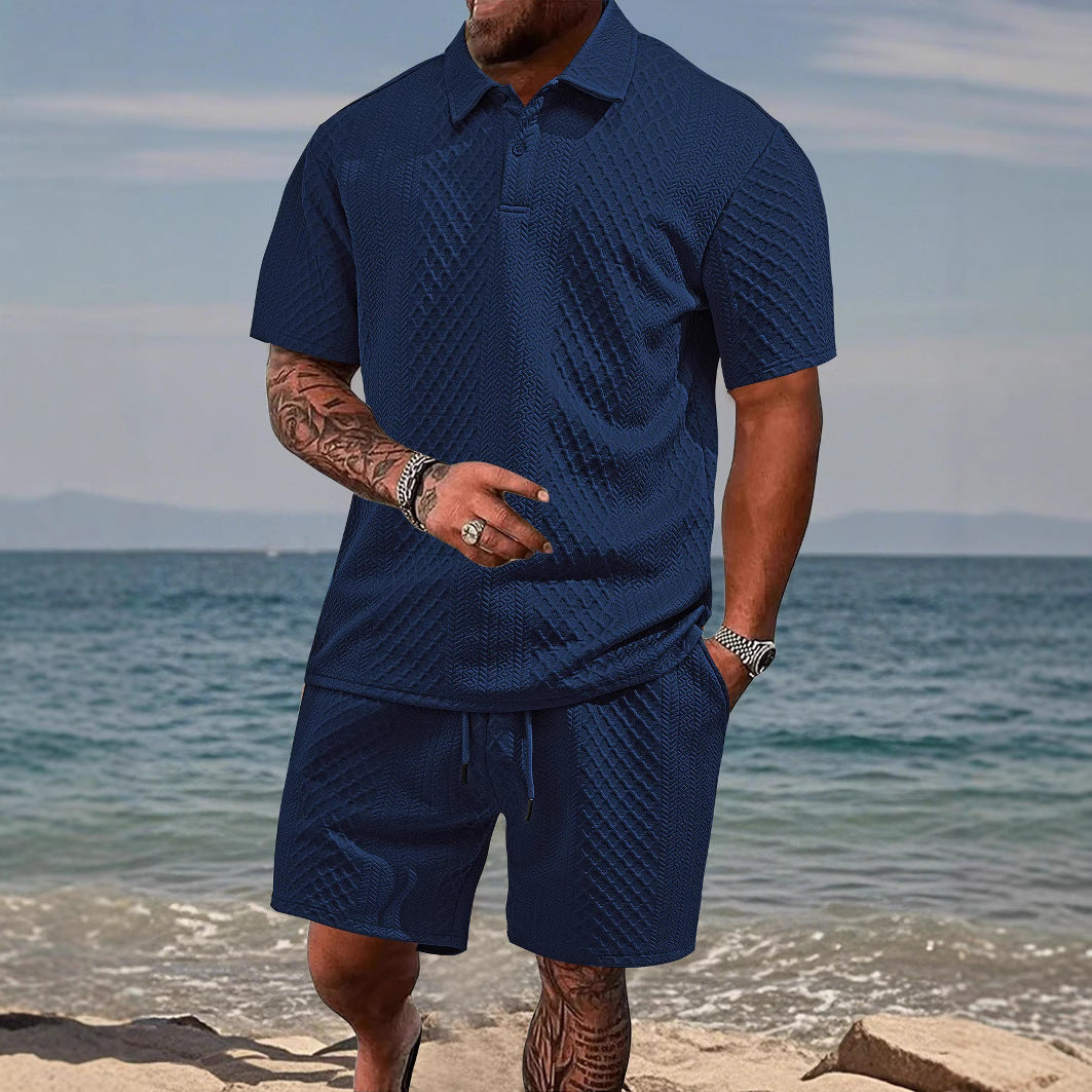 Herren sportliches Polo- und Shorts-Set mit strukturiertem Design Aliams