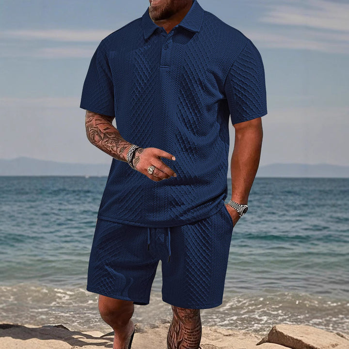 Herren sportliches Polo- und Shorts-Set mit strukturiertem Design Aliams