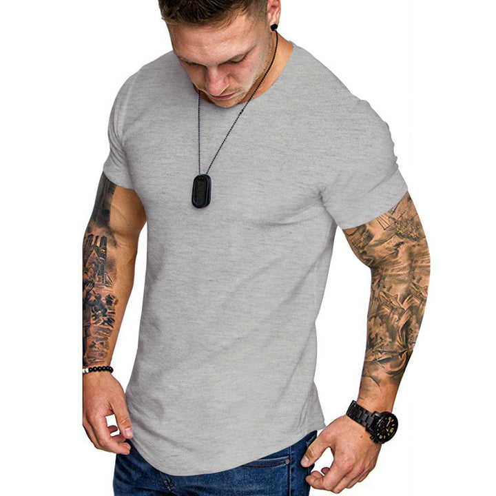 Herren figurbetontes Kurzarm-T-Shirt aus hochwertiger Baumwolle mit Rundhalsausschnitt und bequemen Schnitt Aliams