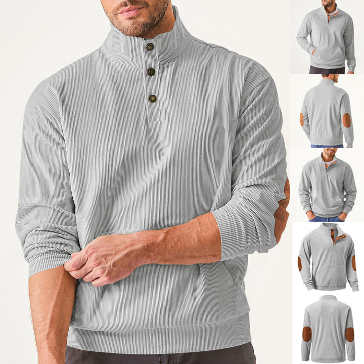 Herren hochfunktioneller Sweatpullover mit Stehkragen und praktischer Kängurutasche Aliams