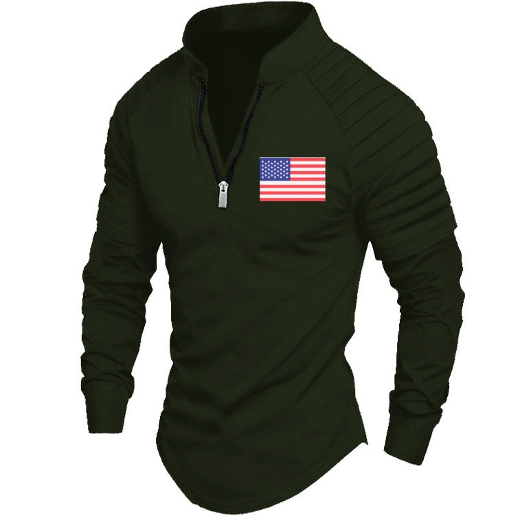 Herren sportliches Oberteil mit Reißverschluss und dekorativem Schulterdesign Aliams