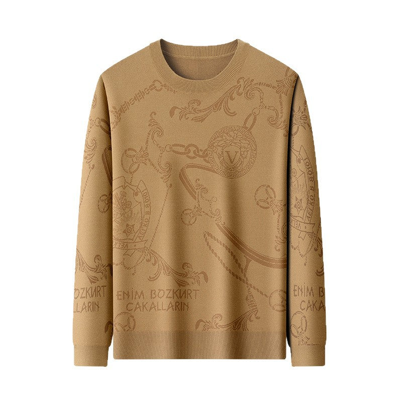 Herren hochwertiger Strickpullover mit 3D-Logo-Dessin Aliams