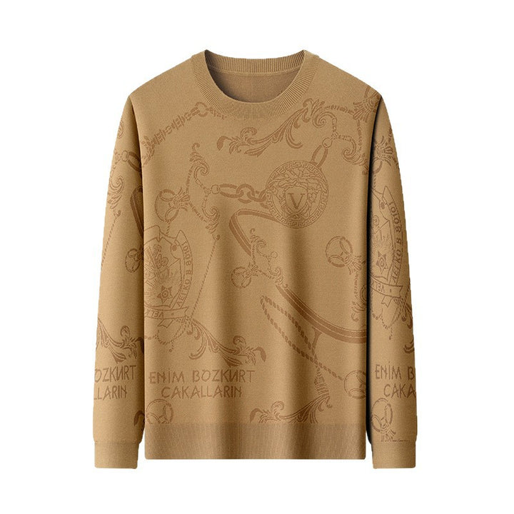 Herren hochwertiger Strickpullover mit 3D-Logo-Dessin Aliams