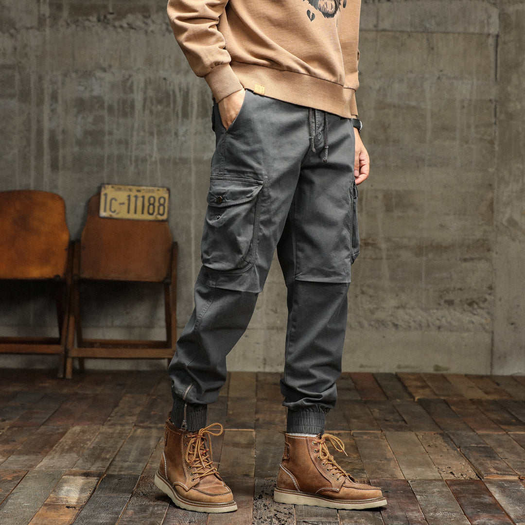 Herren Cargo-Hose mit elastischem Bund und multifunktionalen Taschen Aliams