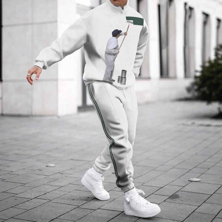 Herren Sportliches Sweatshirt mit modernem Zipper und grafischem Muster Aliams