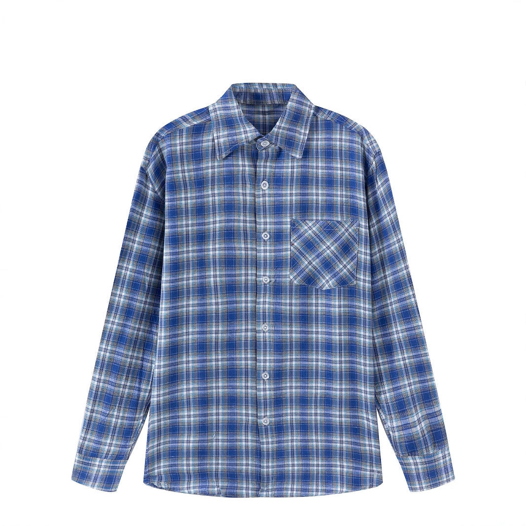 Herren kariertes Langarmhemd mit Brusttasche aus bequemer Baumwolle Aliams