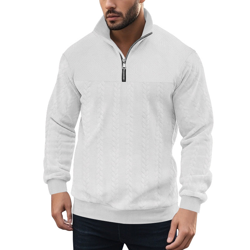 Herren Strickpullover mit halbem Reißverschluss und strukturierter Oberfläche Aliams