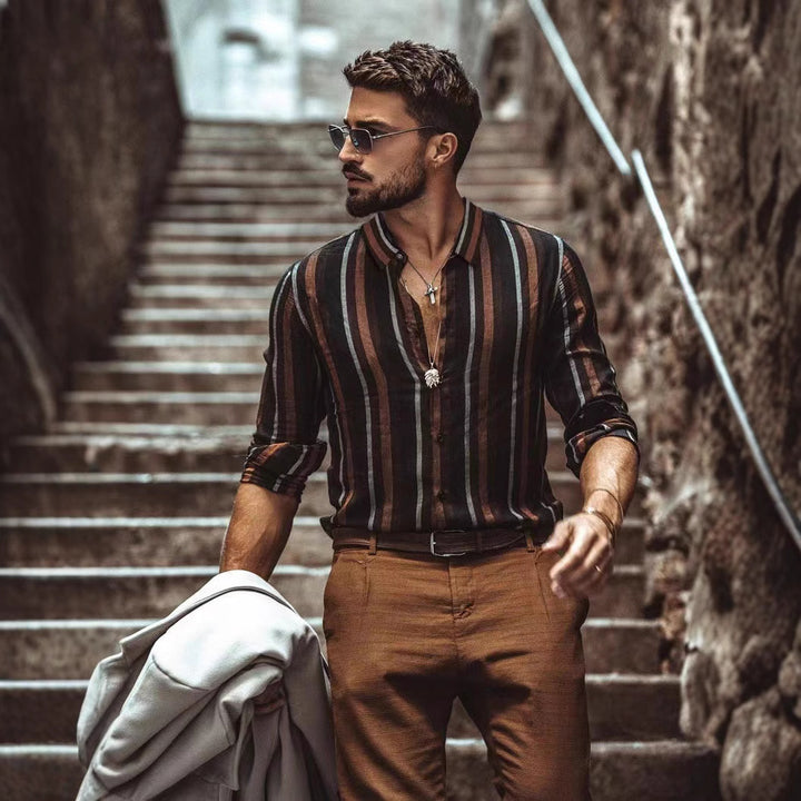 Herren gestreifte Hemd Aliams