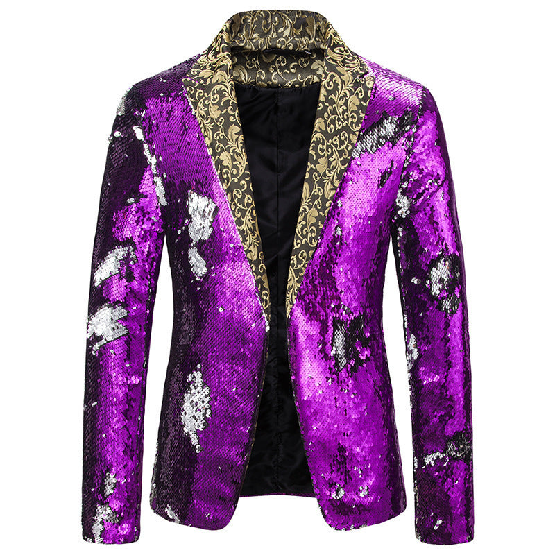 Herren extravagante Pailletten-Blazerjacke Aliams