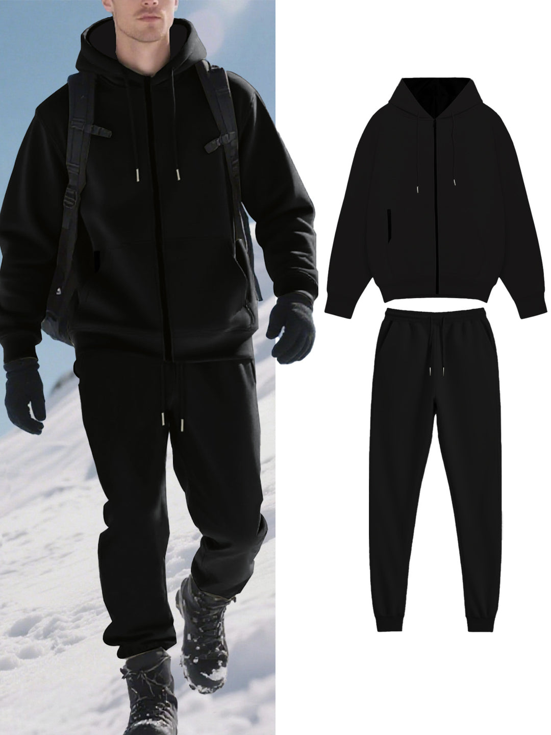 Herren Funktions-Jogginganzug mit warmem Futter und praktischen Taschen Aliams