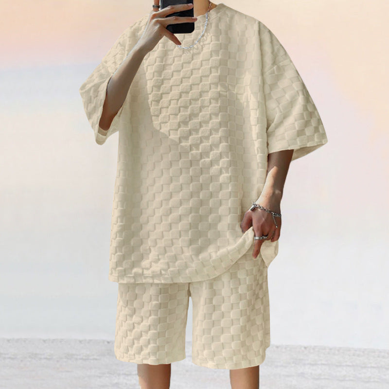 Unisex Sommerliches Freizeit-Set aus strukturierter Baumwolle Aliams