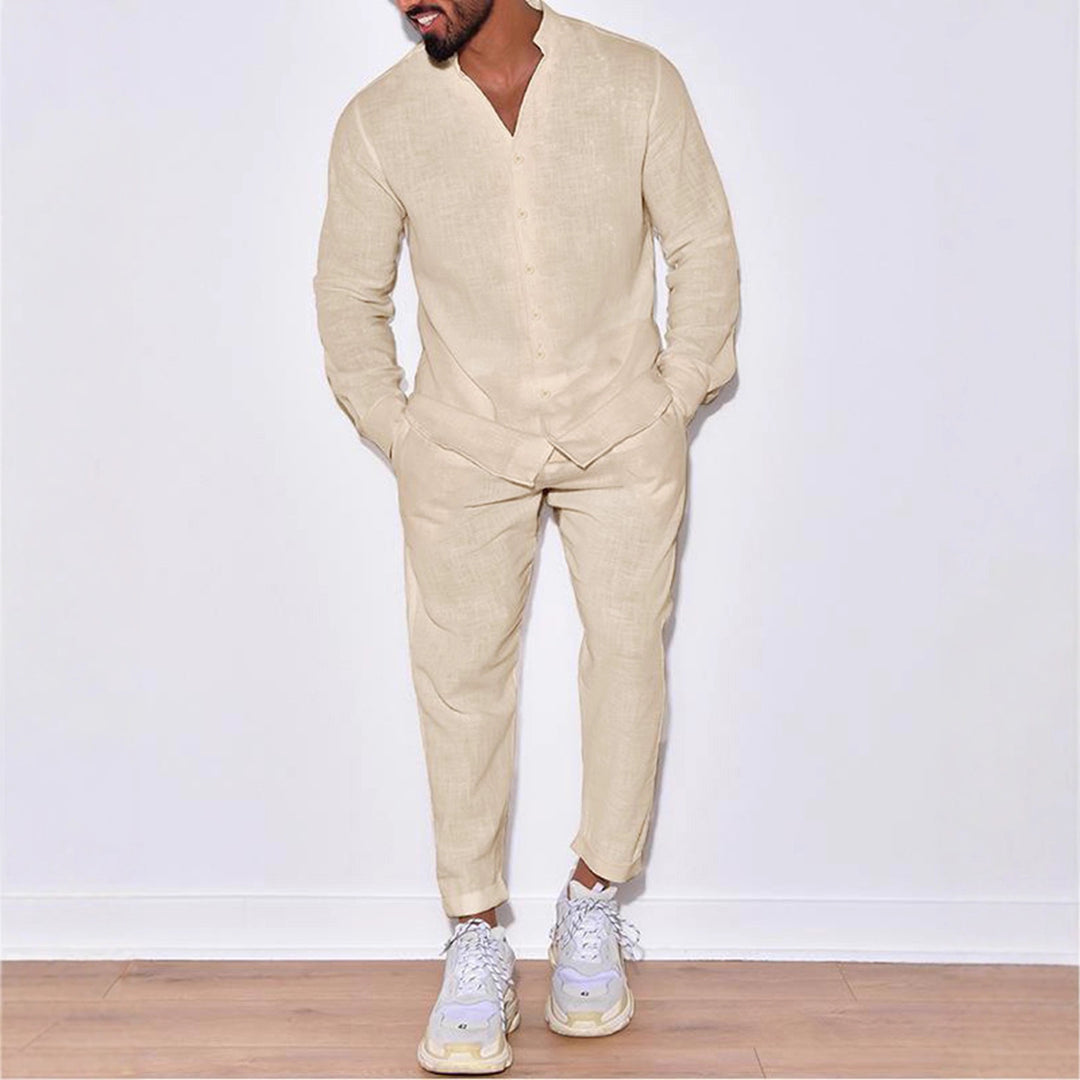 Herren Bequemes und stylisches Schlafanzug-Set mit Hemd und Hose Aliams