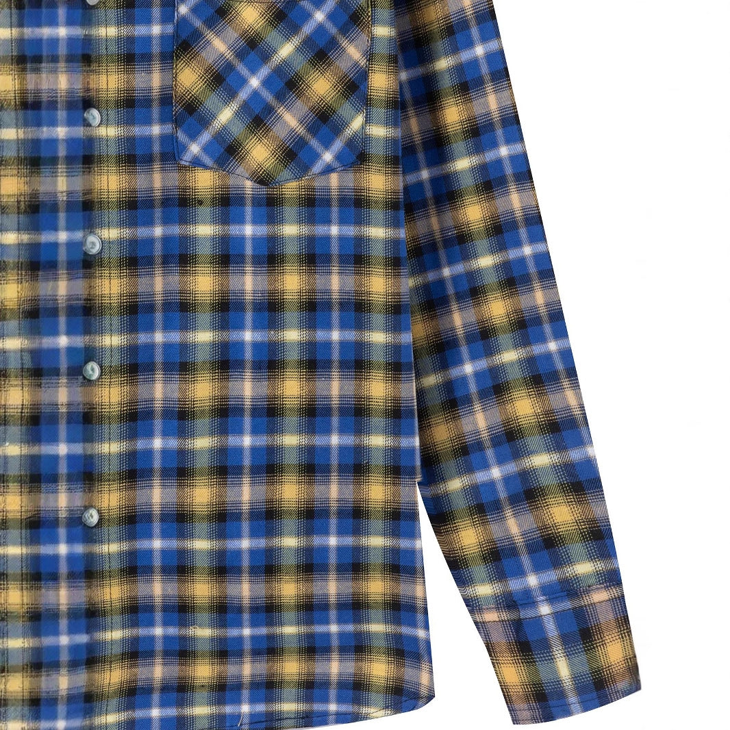 Herren kariertes Langarmhemd mit modischem Vichy-Muster Aliams