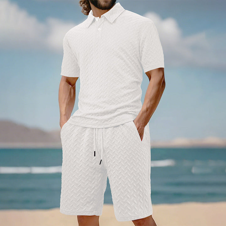 Herren elegantes Sport-Set mit strukturierter Oberfläche und bequemem Kurzarm-Polo Aliams