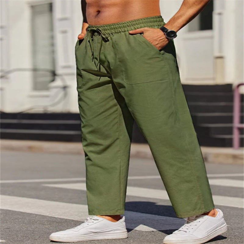 Herren Freizeithose aus leichtem, atmungsaktivem Material mit elastischem Bund und praktischen Taschen Aliams