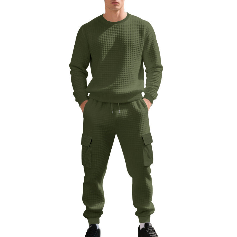 Herren Sportliches Freizeit-Set mit strukturiertem Sweatshirt und Cargo-Hose Aliams