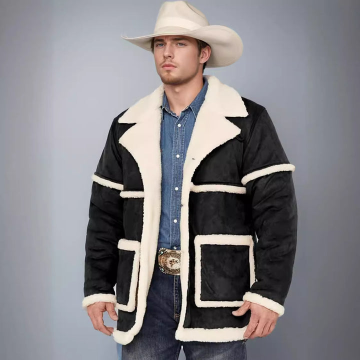 Herren elegante Outdoor-Jacke mit luxuriösem Lammfell-Futter Aliams