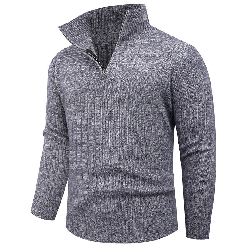Herren Strickpullover mit modernem Reißverschluss und Rippenstruktur Aliams