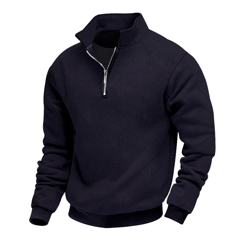 Herren sportlicher Fleece-Pullover mit modernem Stehkragen und stylischem Reißverschluss Aliams