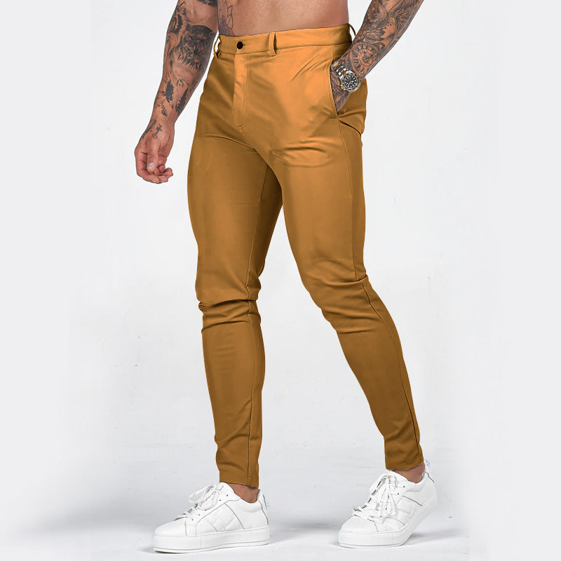 Herren elegante Slim-Fit Chinohose mit elastischem Bund und praktischen Taschen Aliams