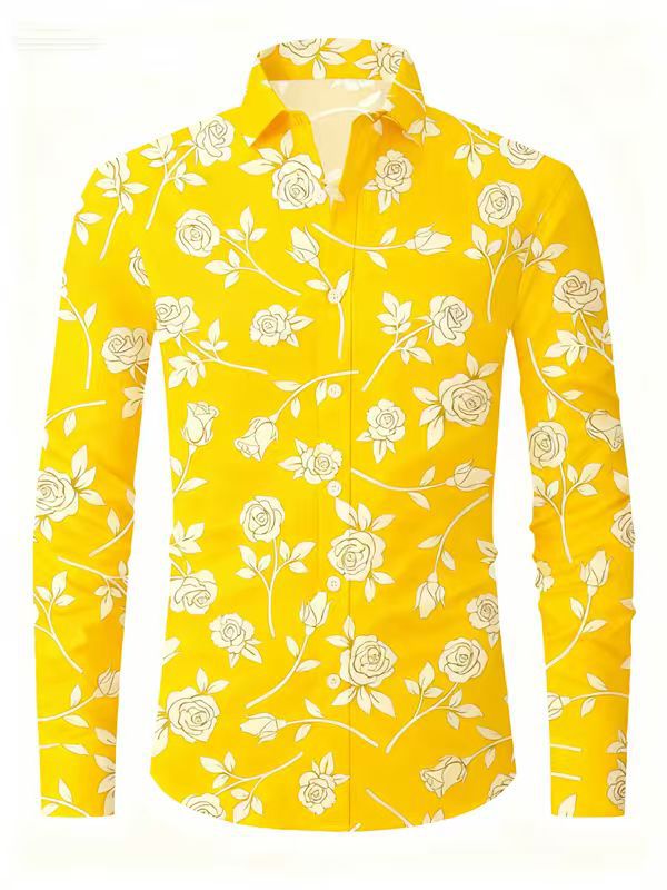 Herren Bluse mit floralem Design Aliams