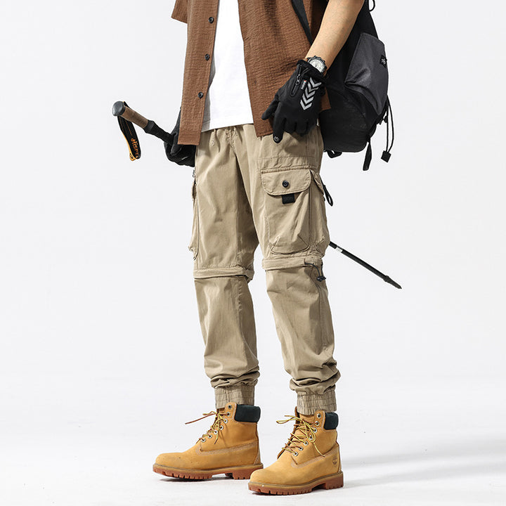 Herren funktionale Cargo-Hose mit verstellbarem Bund und Mehrzwecktaschen Aliams