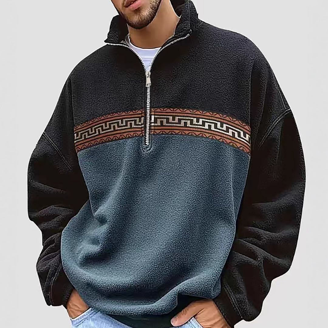 Herren Fleece Pullover mit modischem Stehkragen Aliams