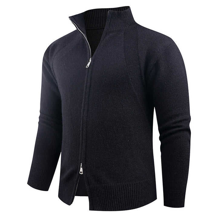 Herren hochwertige Strickjacke mit modernem Reißverschluss und hochgezogenem Kragen Aliams