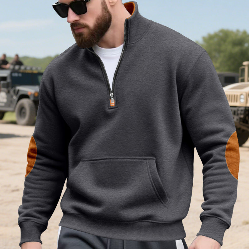 Herren Hoodie mit modischem Stehkragen und Kontrastdetails Aliams