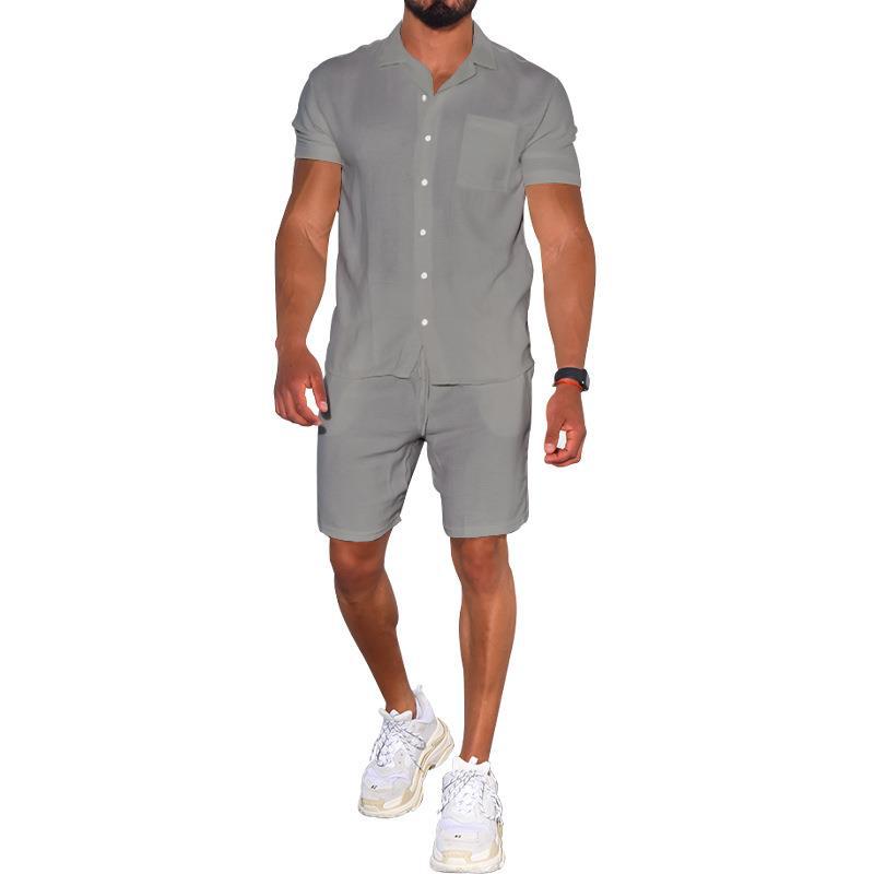 Herren modernes Freizeit-Set aus kurzärmligem Hemd und Shorts Aliams