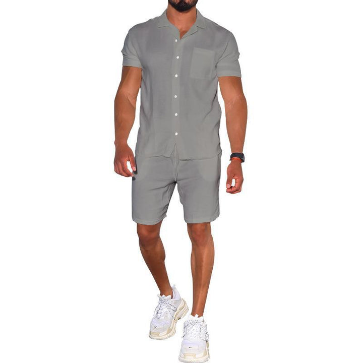 Herren modernes Freizeit-Set aus kurzärmligem Hemd und Shorts Aliams
