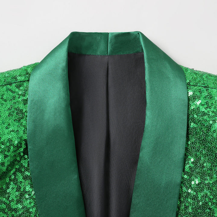 Herren eleganter glitzernder Blazer mit satinierter Kragenpartie Aliams