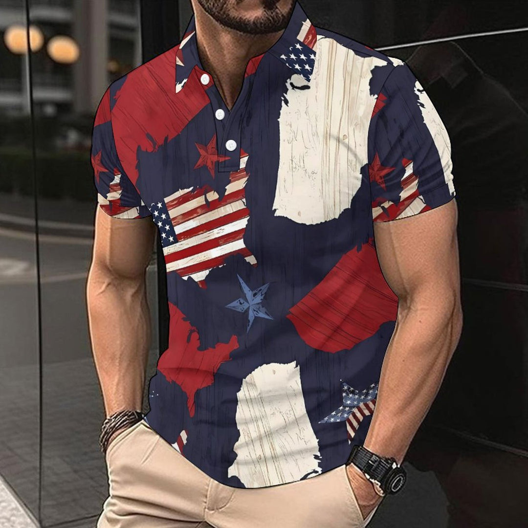 Herren Kurzarm-Hemd mit einzigartigem Länder-Design Aliams