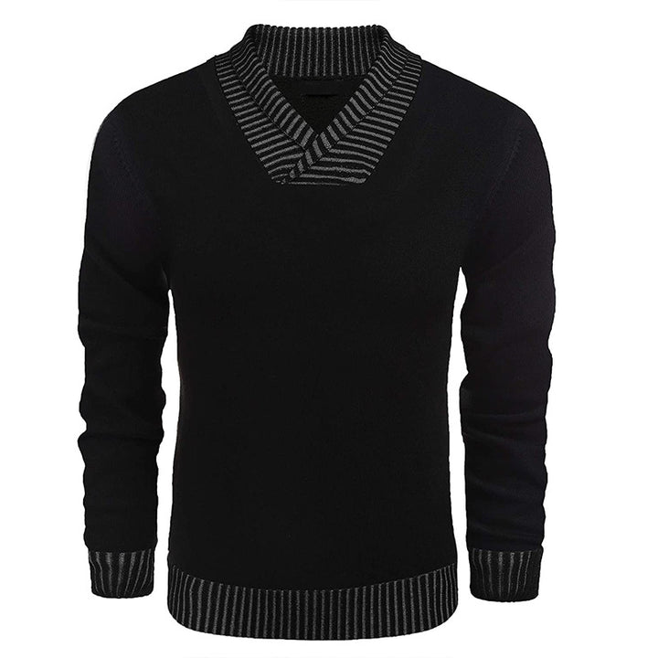 Herren eleganter Strickpullover mit modernem Schalkragen und strukturiertem Oberteil Aliams