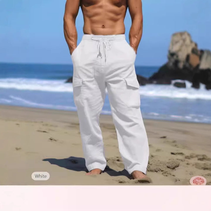 Herren Bequeme Cargo-Hose mit praktischem Kordelzug und seitlichen Taschen Aliams