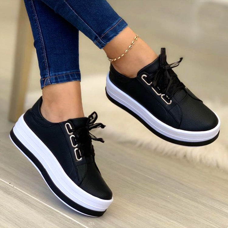Damen Sneaker mit Modischem Plateau und Glänzendem Obermaterial Aliams