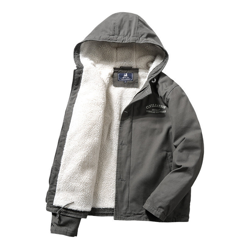 Herren warme Fleecejacke mit Kapuze und isolierendem Innenfutter Aliams